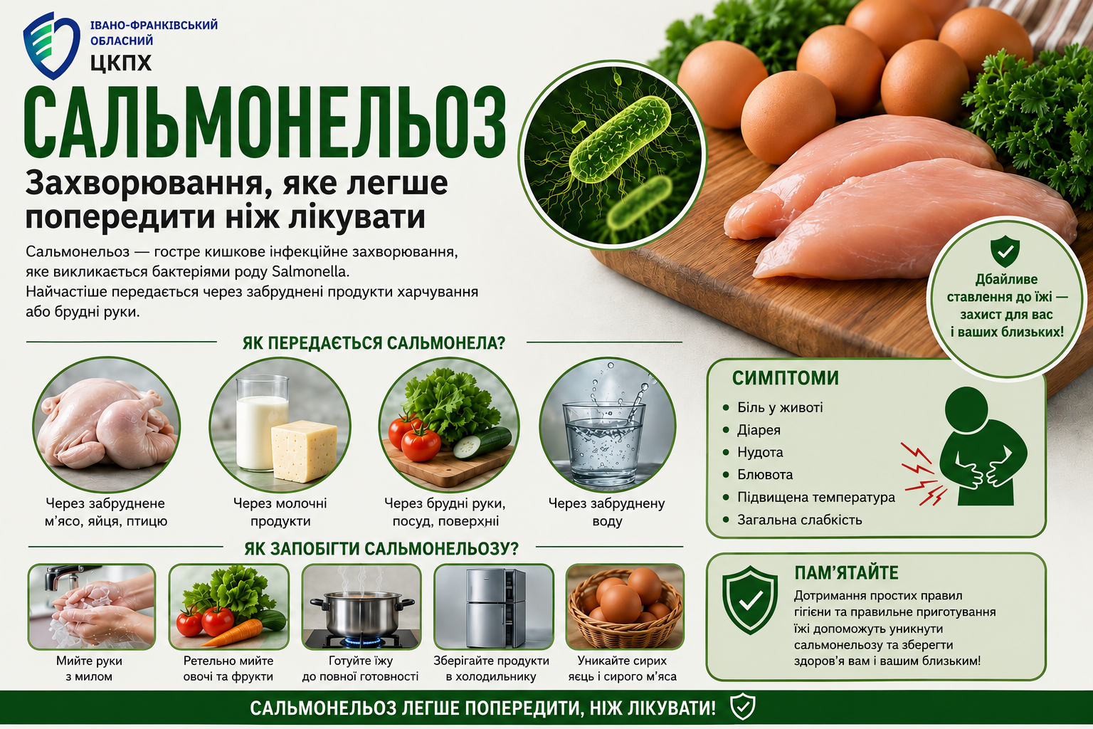 Сальмонельоз: хвороба, яку легше попередити, ніж лікувати.
